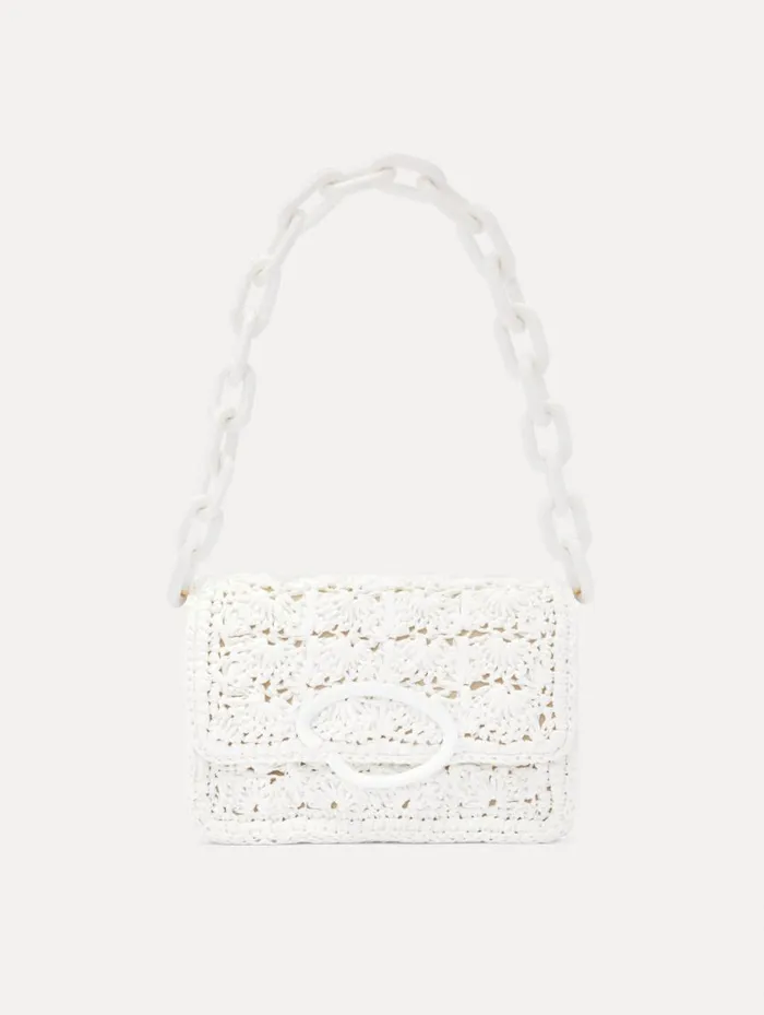 Women HandCrocheted Raffia O Pochette Ivory Oscar De La Renta Handbags