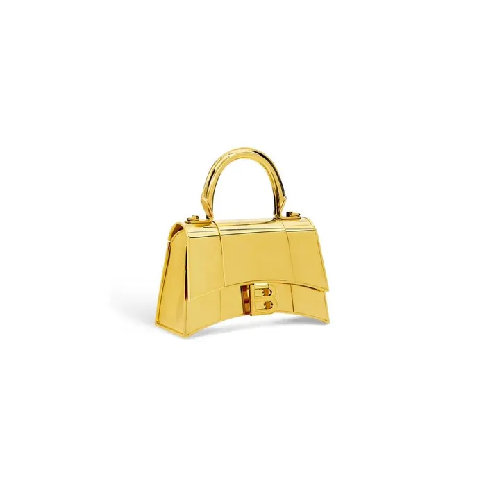 Women Handbags Balenciaga Hourglass Metal Xs Handbag In Gold