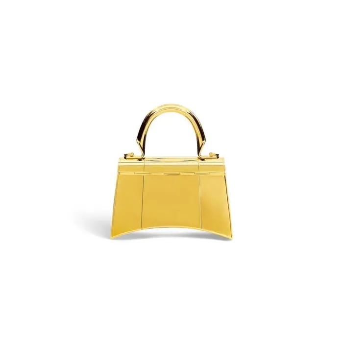 Women Handbags Balenciaga Hourglass Metal Xs Handbag In Gold