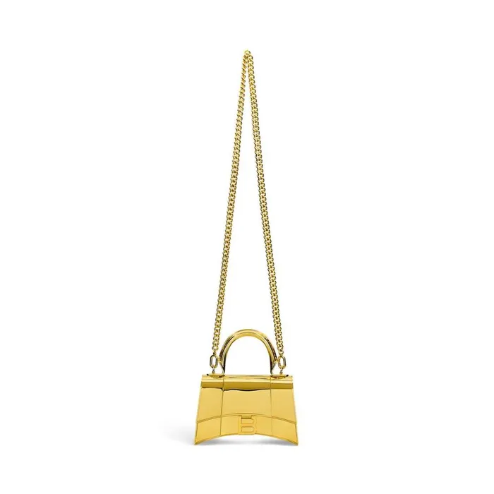 Women Handbags Balenciaga Hourglass Metal Xs Handbag In Gold