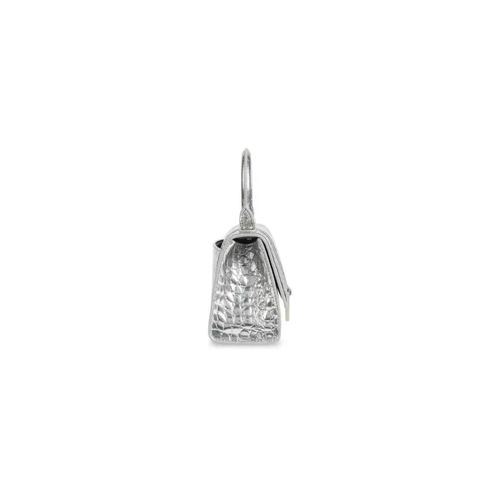 Women Handbags Balenciaga Hourglass Xs Handbag Crocodile Embossed In Silver