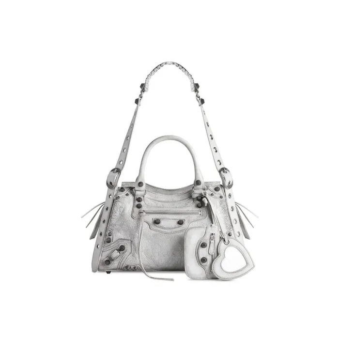Women Handbags Balenciaga Neo Cagole City Small Handbag Dirty Effect In Optic White Women Handbags Balenciaga Neo Cagole City Small Handbag Dirty Effect In Optic White