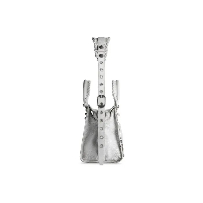 Women Handbags Balenciaga Neo Cagole City Small Handbag Dirty Effect In Optic White
