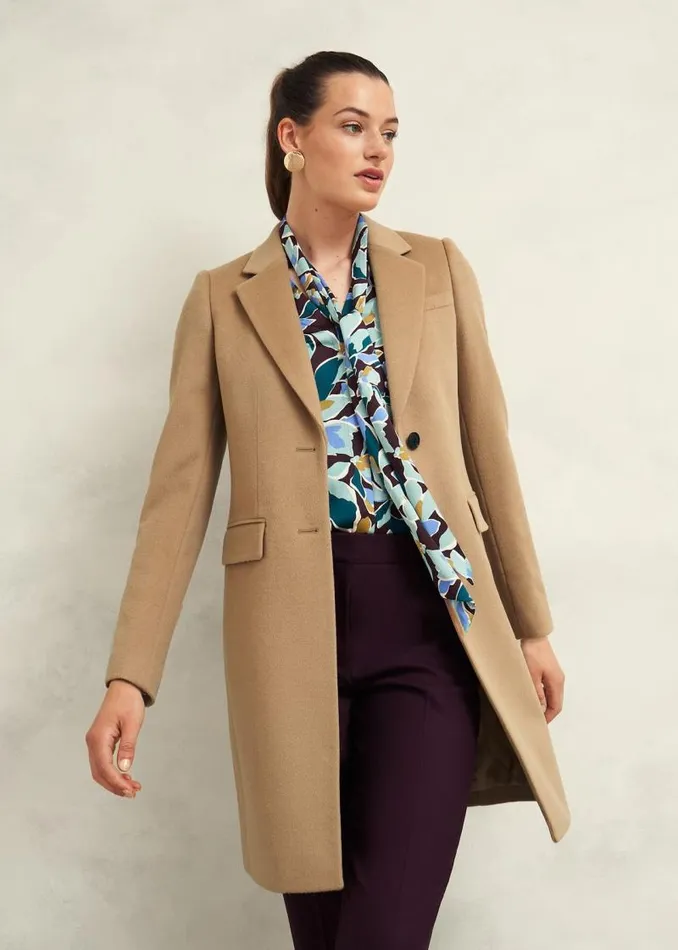 Women HOBBS Coats and Jackets Cavendish Wool Coat Hobbs Camel