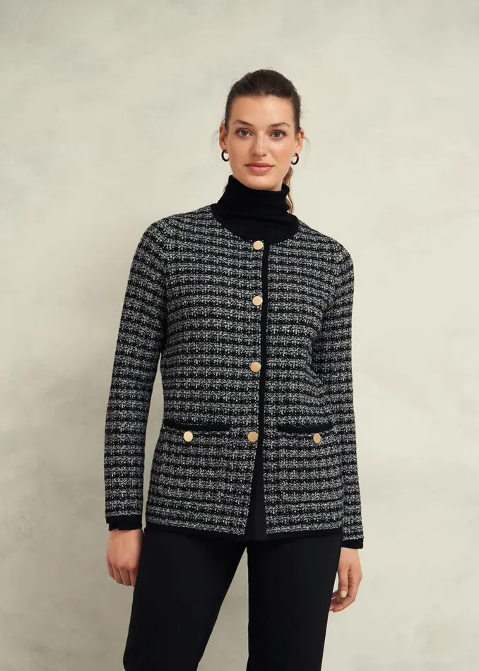 Women HOBBS Coats and Jackets Dita Knitted Coatigan Black Ivory