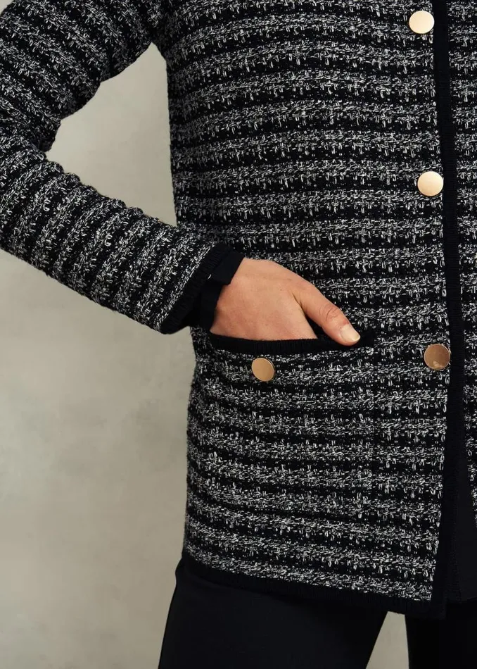 Women HOBBS Coats and Jackets Dita Knitted Coatigan Black Ivory
