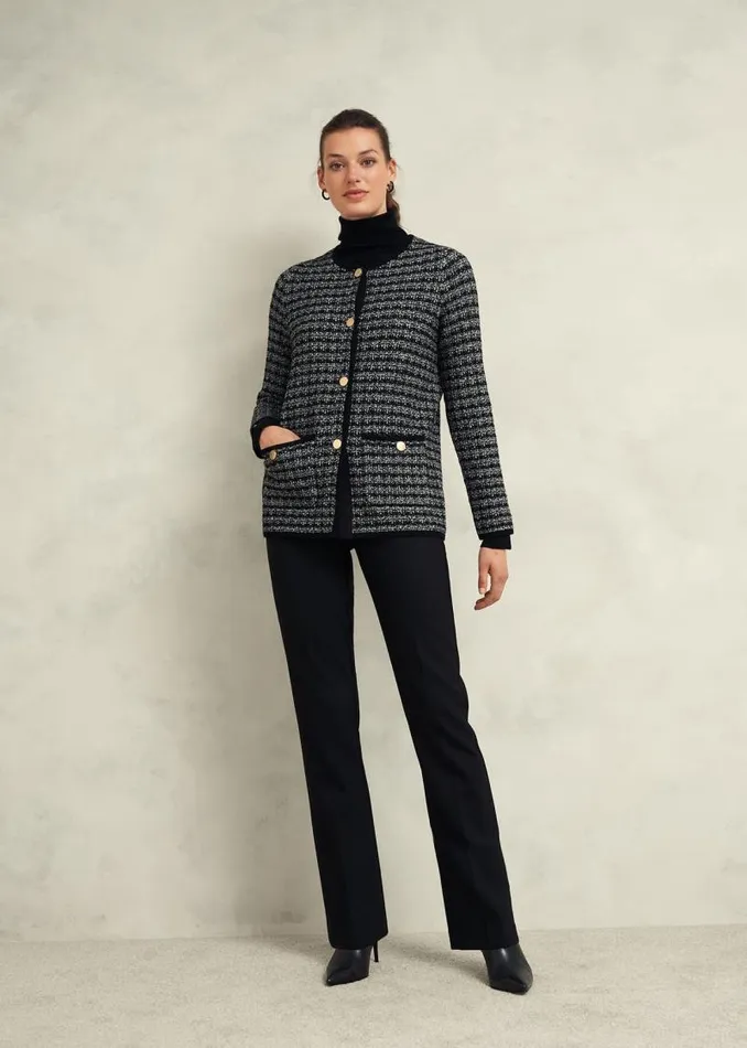 Women HOBBS Coats and Jackets Dita Knitted Coatigan Black Ivory