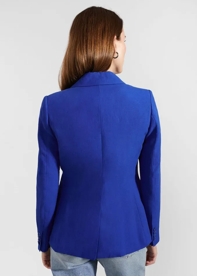 Women HOBBS Coats and Jackets Fletcher Silk Linen Jacket Lapis Blue