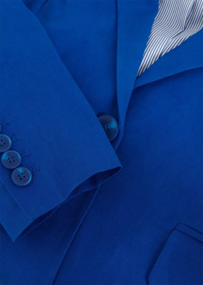 Women HOBBS Coats and Jackets Fletcher Silk Linen Jacket Lapis Blue