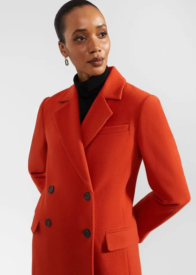Women HOBBS Coats and Jackets Mireya Wool Blend Coat Orange
