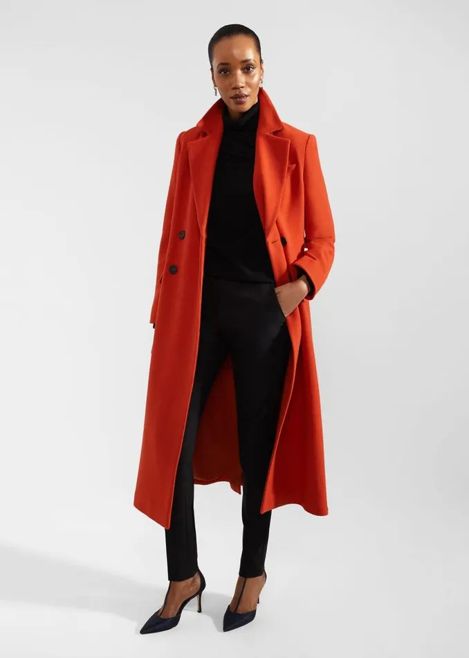Women HOBBS Coats and Jackets Mireya Wool Blend Coat Orange