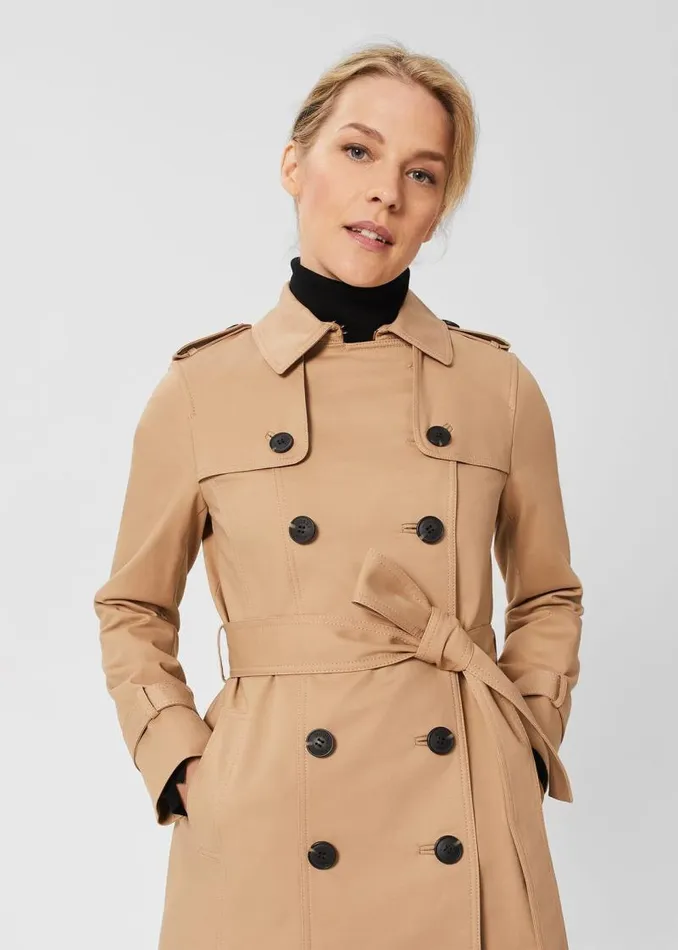 Women HOBBS Coats and Jackets Petite Saskia Shower Resistant Trench Coat Tan