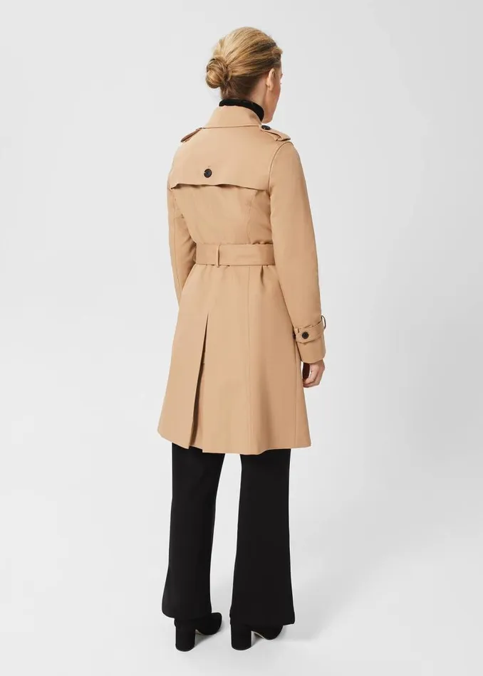 Women HOBBS Coats and Jackets Petite Saskia Shower Resistant Trench Coat Tan