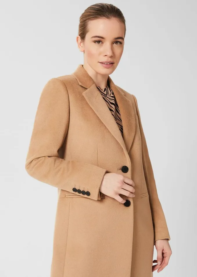 Women HOBBS Coats and Jackets Petite Tilda Wool Coat Camel