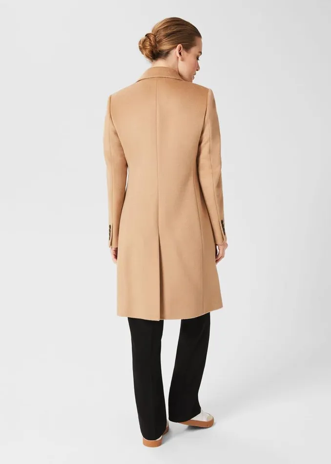 Women HOBBS Coats and Jackets Petite Tilda Wool Coat Camel