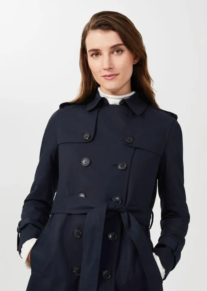 Women HOBBS Coats and Jackets Saskia Water Resistant Trench Coat Navy