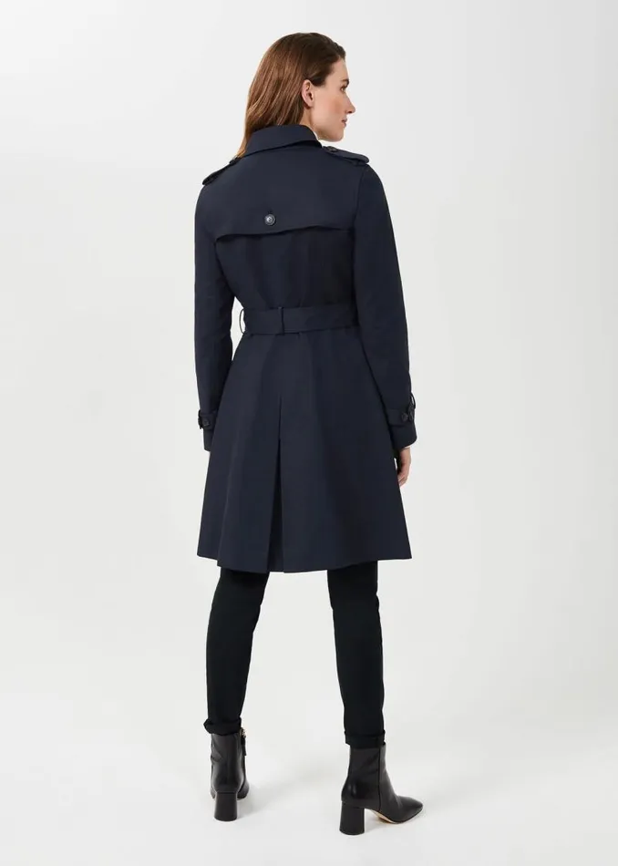 Women HOBBS Coats and Jackets Saskia Water Resistant Trench Coat Navy