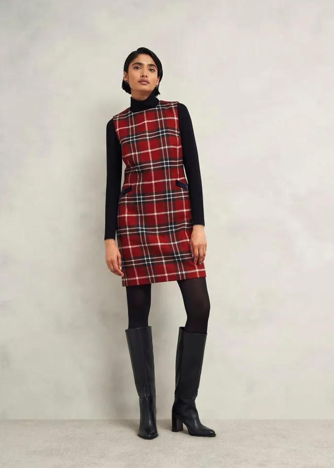 Women HOBBS Dresses and Jumpsuits Amaris Wool Dress Red Multi