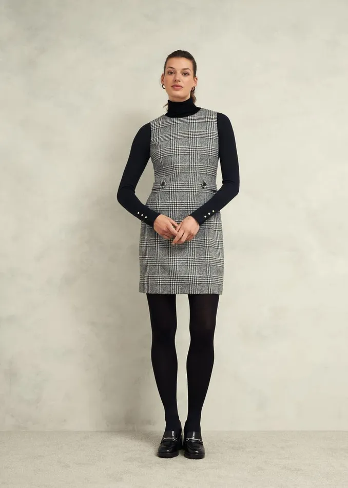 Women HOBBS Dresses and Jumpsuits Brea Wool Dress Black White