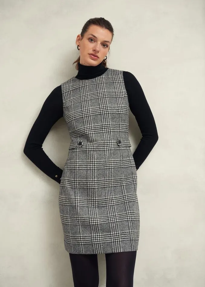 Women HOBBS Dresses and Jumpsuits Brea Wool Dress Black White
