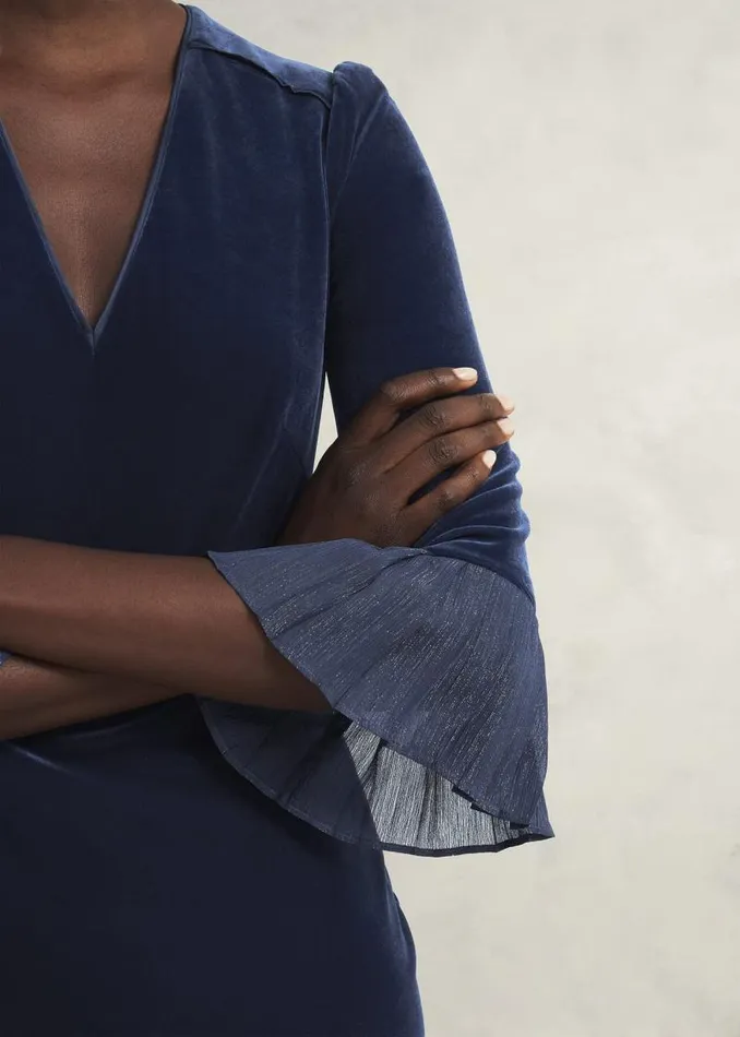 Women HOBBS Dresses and Jumpsuits Mary Velvet Dress Riverside Blue