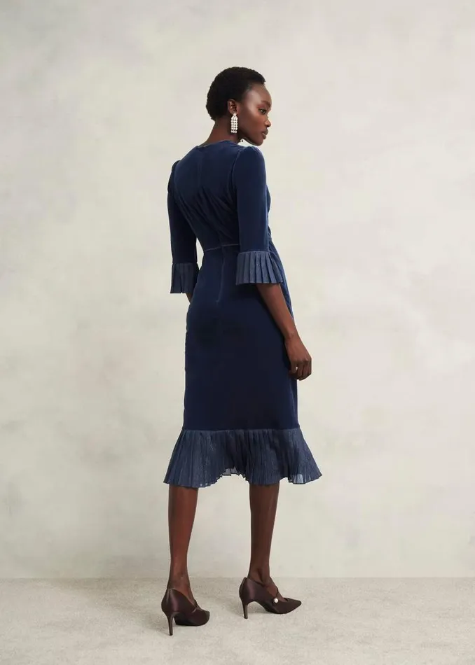 Women HOBBS Dresses and Jumpsuits Mary Velvet Dress Riverside Blue