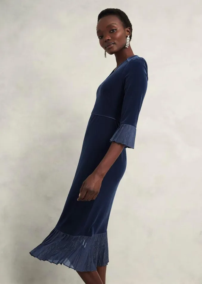 Women HOBBS Dresses and Jumpsuits Mary Velvet Dress Riverside Blue