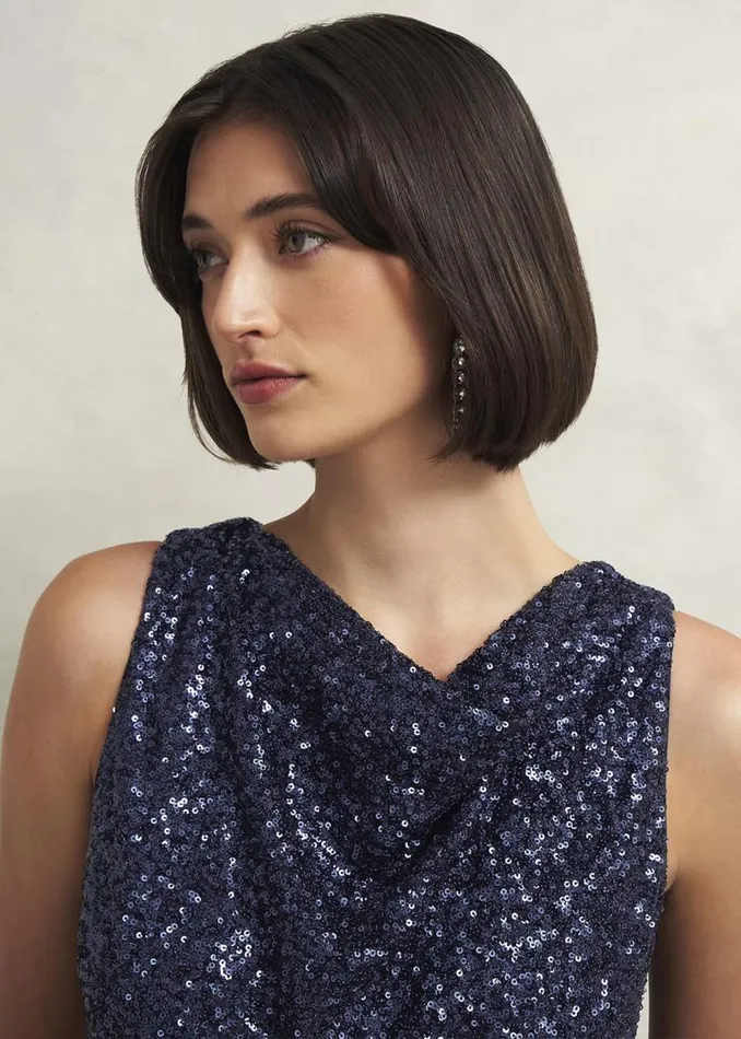 Women HOBBS Dresses and Jumpsuits Zuri Sequin Jumpsuit Midnight Navy
