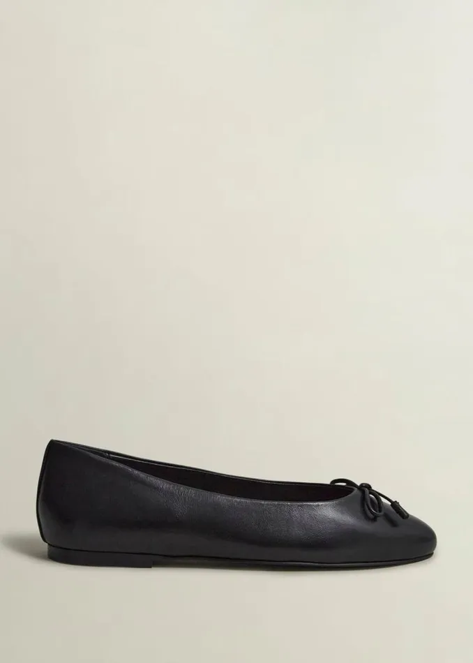 Women HOBBS Flats Priya Leather Ballerina Black