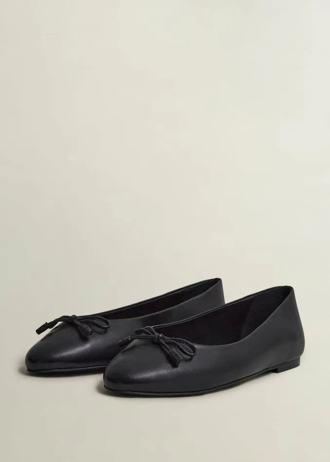Women HOBBS Flats Priya Leather Ballerina Black