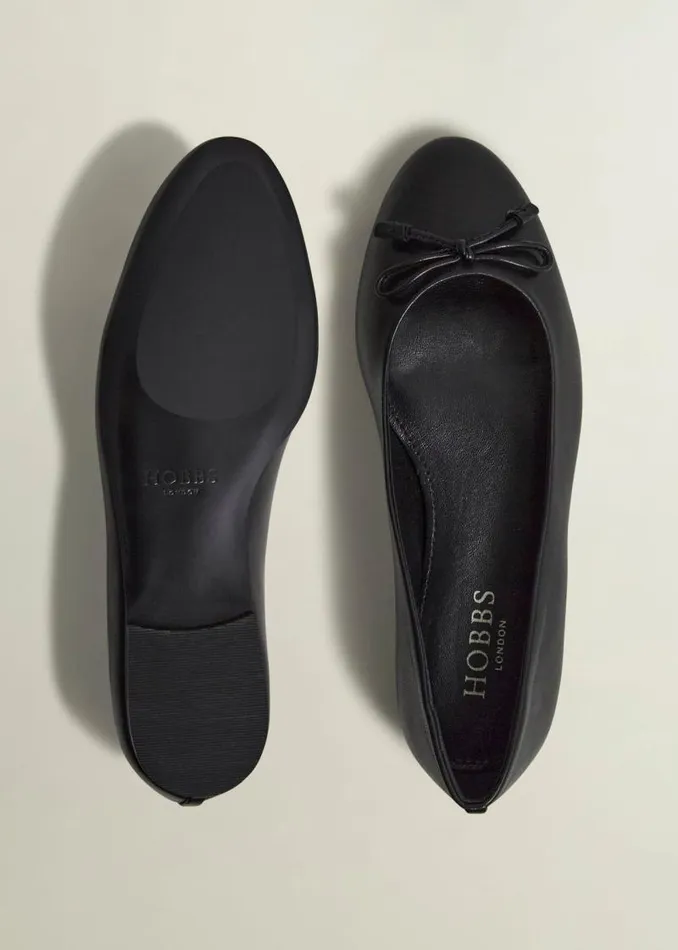 Women HOBBS Flats Priya Leather Ballerina Black