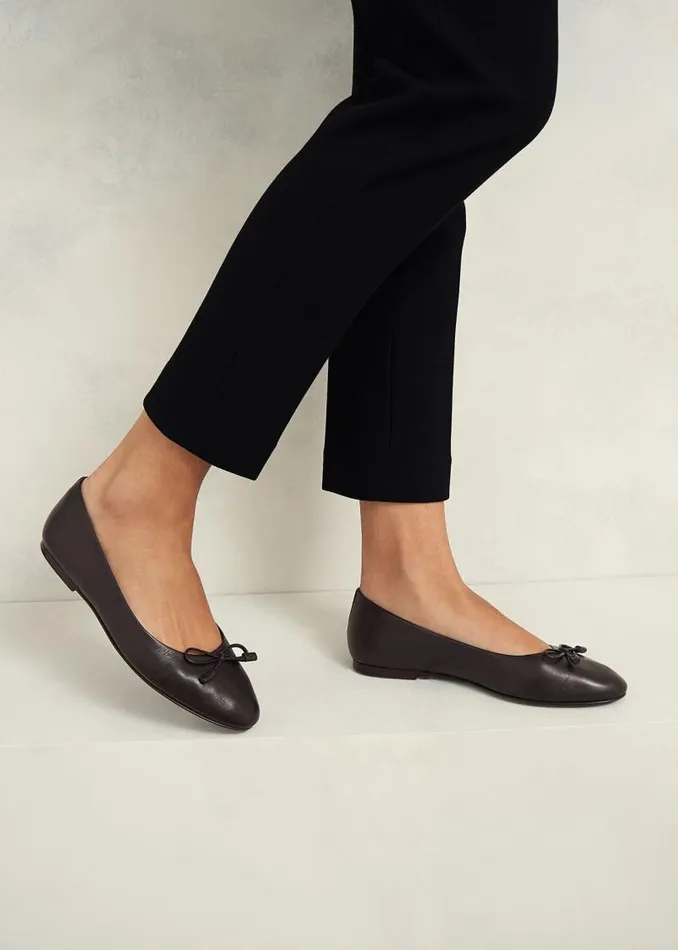 Women HOBBS Flats Priya Leather Ballerina Black
