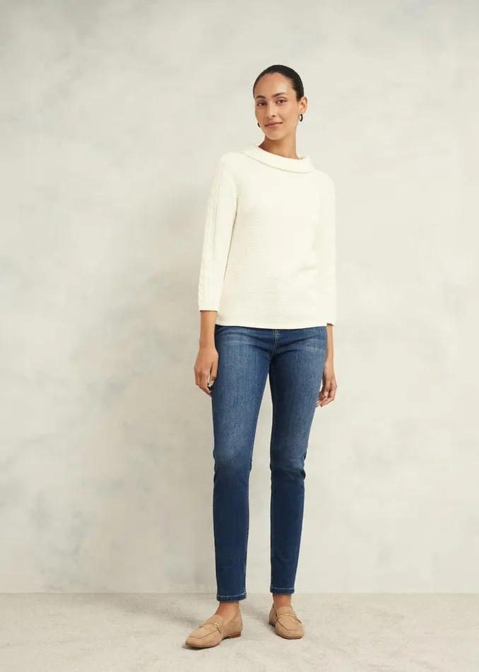 Women HOBBS Jumpers and Cardigans Camilla Cotton Jumper Warm Ivory