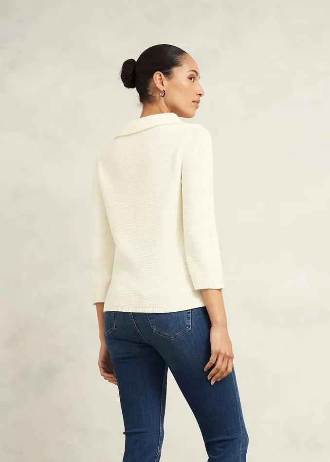 Women HOBBS Jumpers and Cardigans Camilla Cotton Jumper Warm Ivory