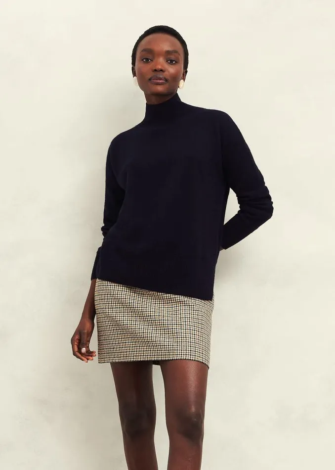 Women HOBBS Jumpers and Cardigans Marlena Cashmere Funnel Neck Jumper Hobbs Navy