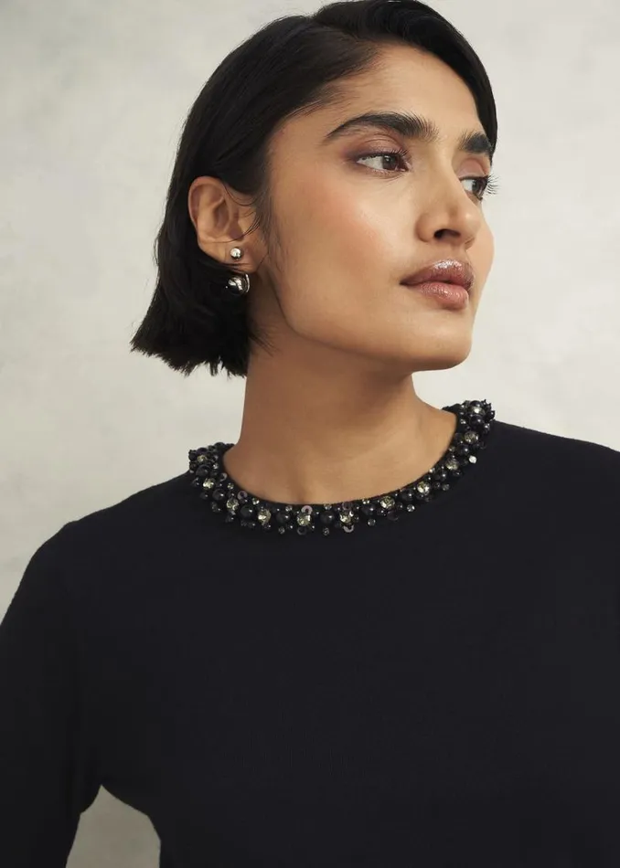 Women HOBBS Jumpers and Cardigans Oakley Beaded Jumper Black