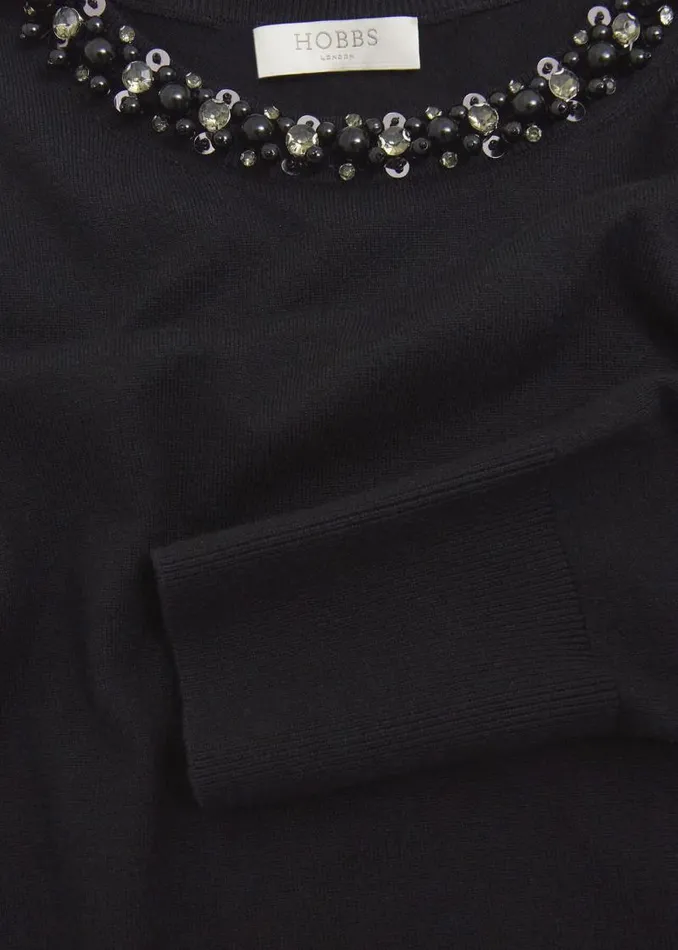 Women HOBBS Jumpers and Cardigans Oakley Beaded Jumper Black