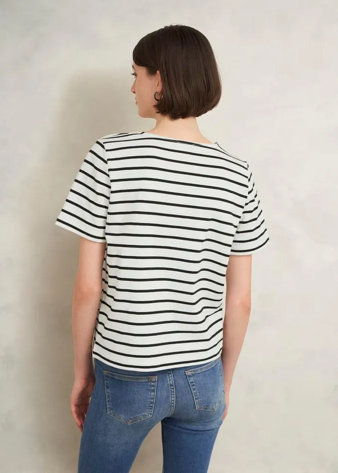 Women HOBBS Tops Bethan Cotton Stripe Top Ivory Black