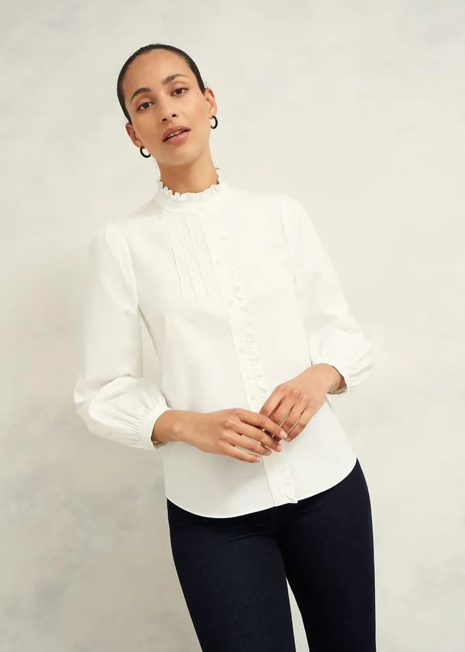 Women HOBBS Tops Trinity Cotton Blouse White