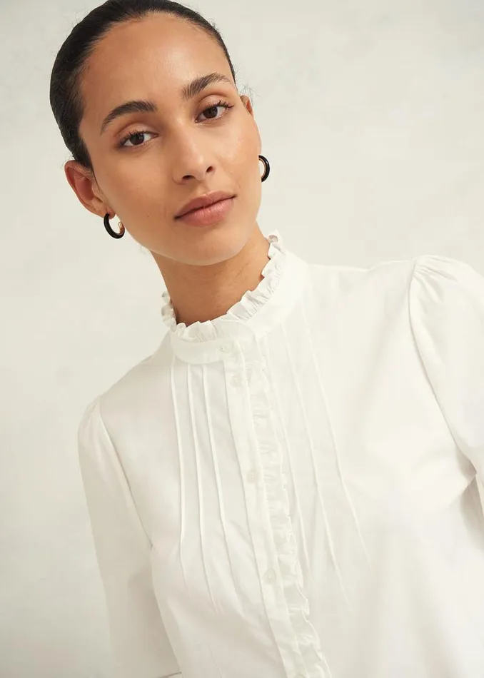 Women HOBBS Tops Trinity Cotton Blouse White