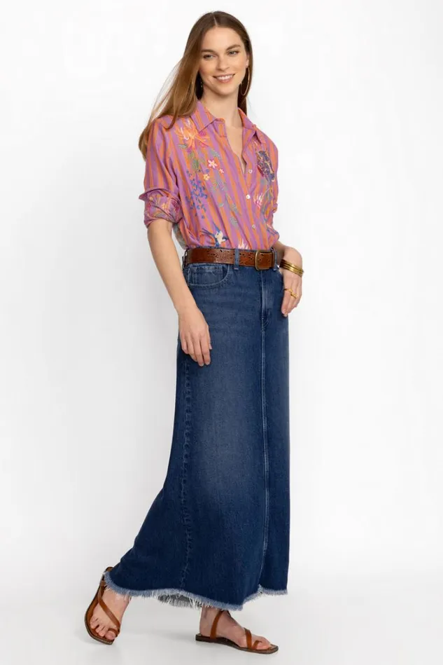 Women INDALO BUTTON DOWN SHIRT TUNIC Stripe Johnny Was Tops Women INDALO BUTTON DOWN SHIRT TUNIC Stripe Johnny Was Tops