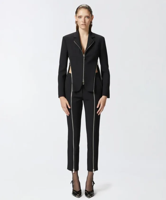 Women Jackets Pinko Crepe Fabric Jacket With Metal Zips Limo Black Women Jackets Pinko Crepe Fabric Jacket With Metal Zips Limo Black