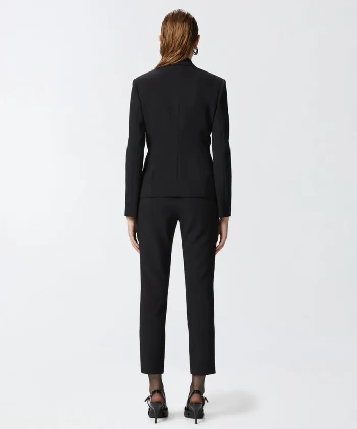Women Jackets Pinko Crepe Fabric Jacket With Metal Zips Limo Black Women Jackets Pinko Crepe Fabric Jacket With Metal Zips Limo Black