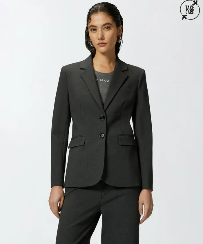 Women Jackets Pinko Singlebreasted Blazer With Structured Shoulders Greycrow