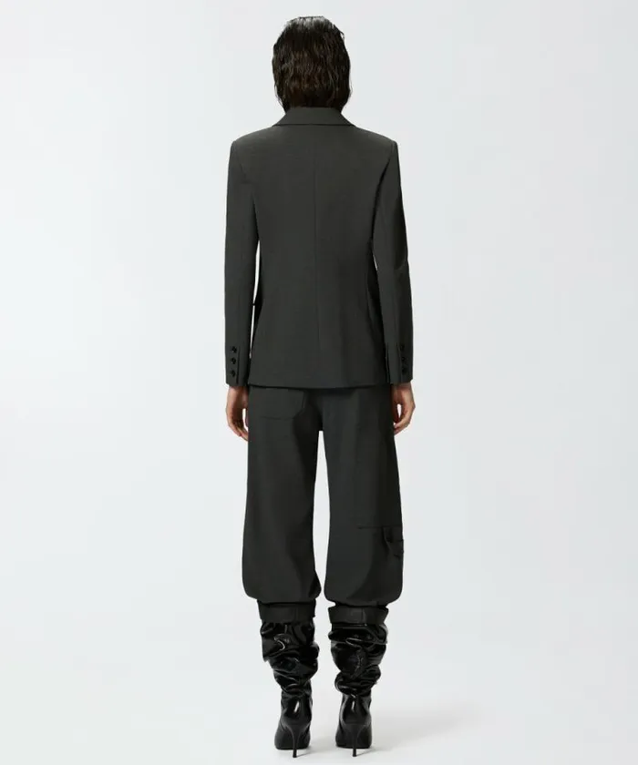 Women Jackets Pinko Singlebreasted Blazer With Structured Shoulders Greycrow Women Jackets Pinko Singlebreasted Blazer With Structured Shoulders Greycrow