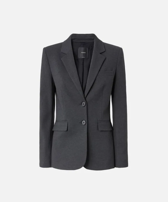 Women Jackets Pinko Singlebreasted Blazer With Structured Shoulders Greycrow Women Jackets Pinko Singlebreasted Blazer With Structured Shoulders Greycrow