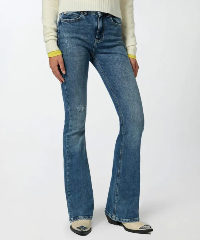 Women Jeans Pinko Comfortable Blue Denim Flared Jeans Mid Wash Women Jeans Pinko Comfortable Blue Denim Flared Jeans Mid Wash