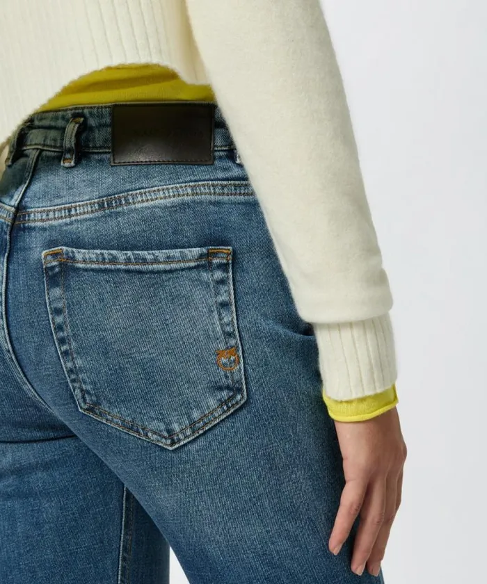 Women Jeans Pinko Comfortable Blue Denim Flared Jeans Mid Wash Women Jeans Pinko Comfortable Blue Denim Flared Jeans Mid Wash