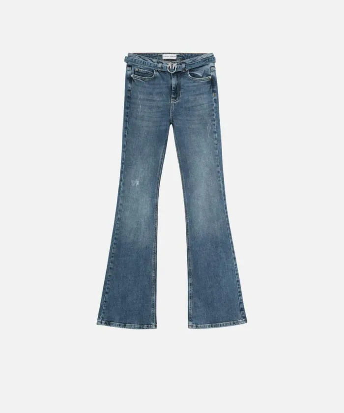 Women Jeans Pinko Comfortable Blue Denim Flared Jeans Mid Wash Women Jeans Pinko Comfortable Blue Denim Flared Jeans Mid Wash