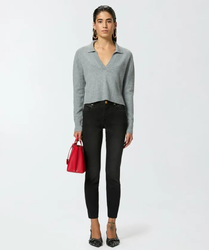 Women Jeans Pinko Skinny Black Stretch Denim Jeans Limo Black